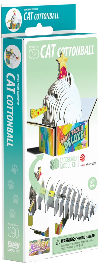 Dėlionė EUGY 3D kartoninis modelis „Kačiukas Cottonball“