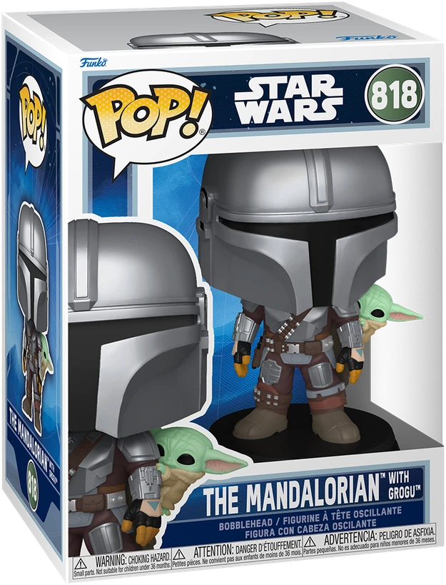 FUNKO POP! Vinilinė figūrėlė: Star Wars - The Mandalorian with Grogu, 9 cm