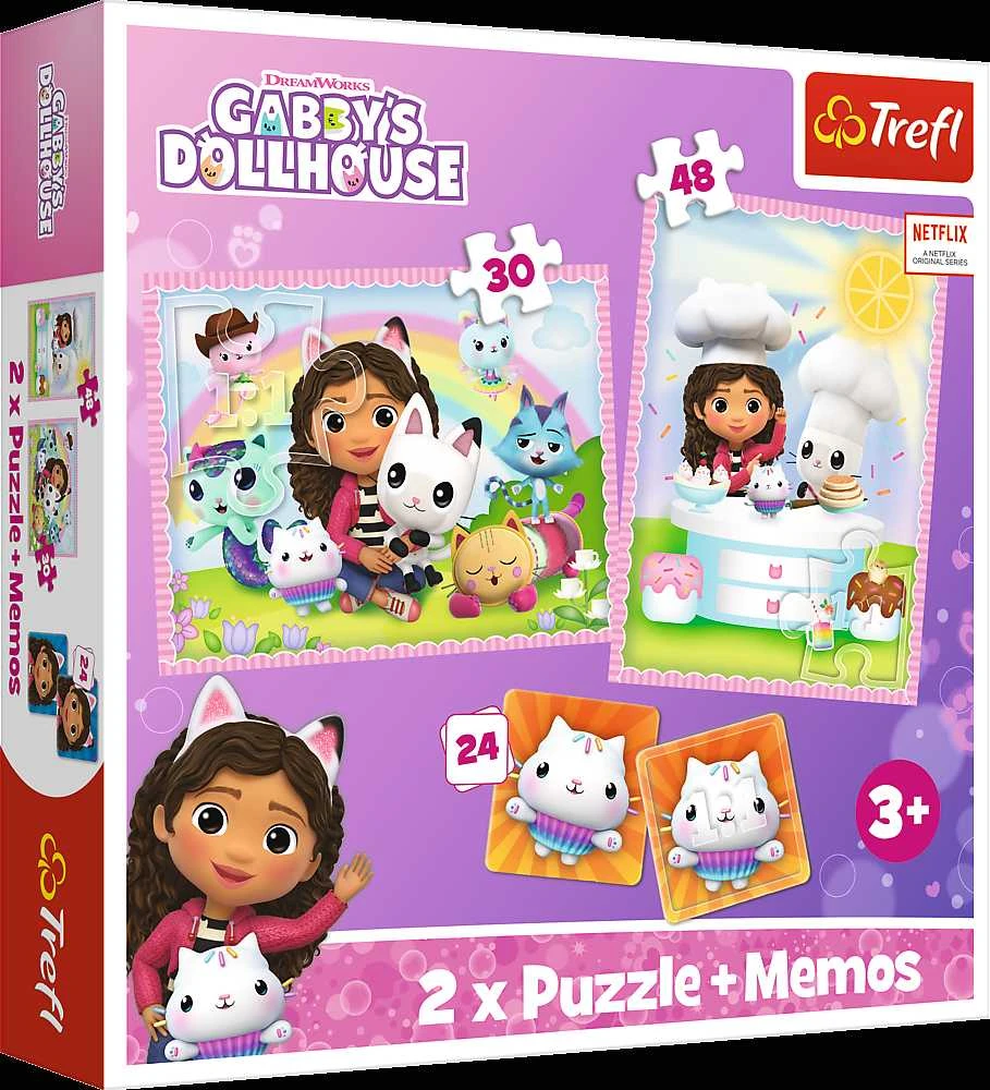 TREFL GABBY´S DOLLHOUSE 30+ 48+ 24 memo kortelės, dėlionė-žaidimas „Gabby´s Dollhouse“
