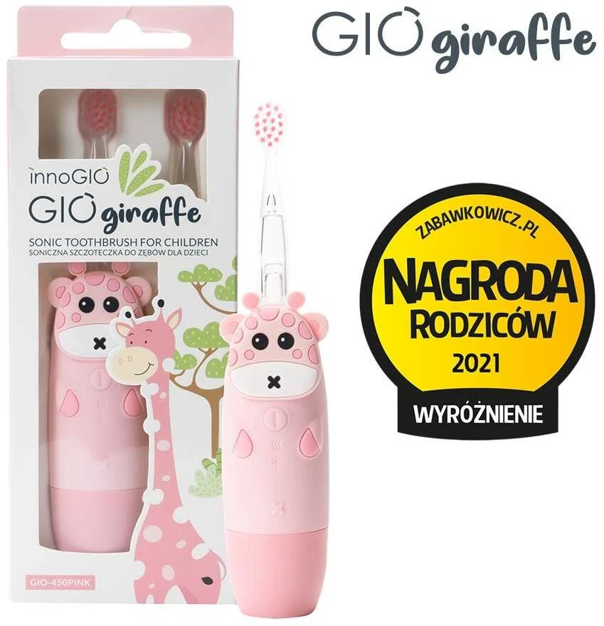 InnoGiO elektrinis dantų šepetėlis žirafa rožinis GIO-450PINK
