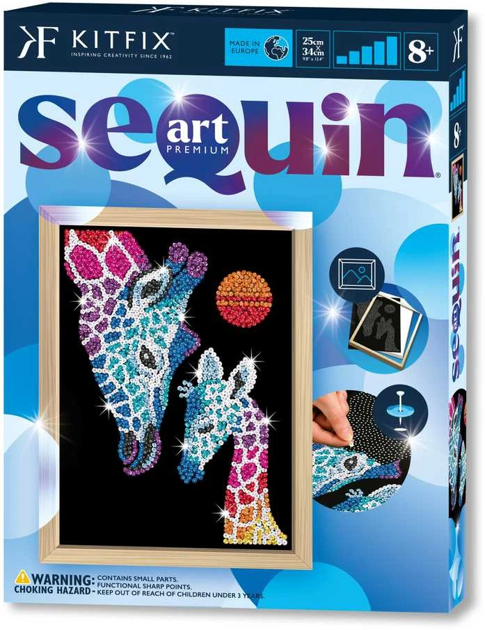 KITFIX DIY „Sequin Art“ mėlynasis rinkinys „Žirafos“