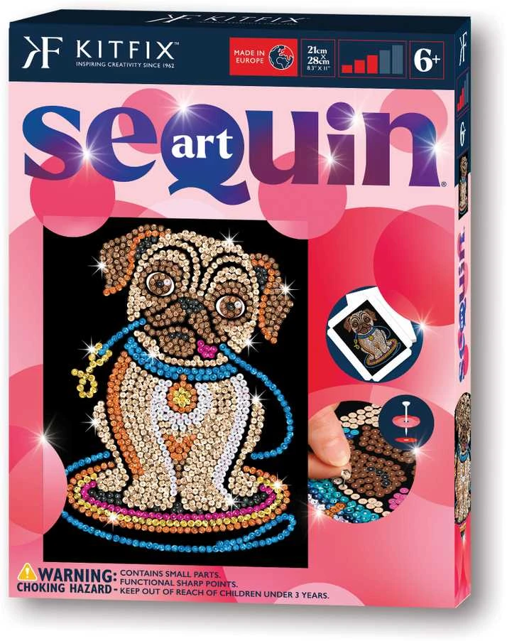 KITFIX DIY „Sequin Art“ raudonasis rinkinys „Mopsiukė Lilė“