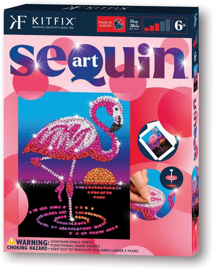 KITFIX DIY „Sequin Art“ raudonasis rinkinys „Flamingas Frenkis“