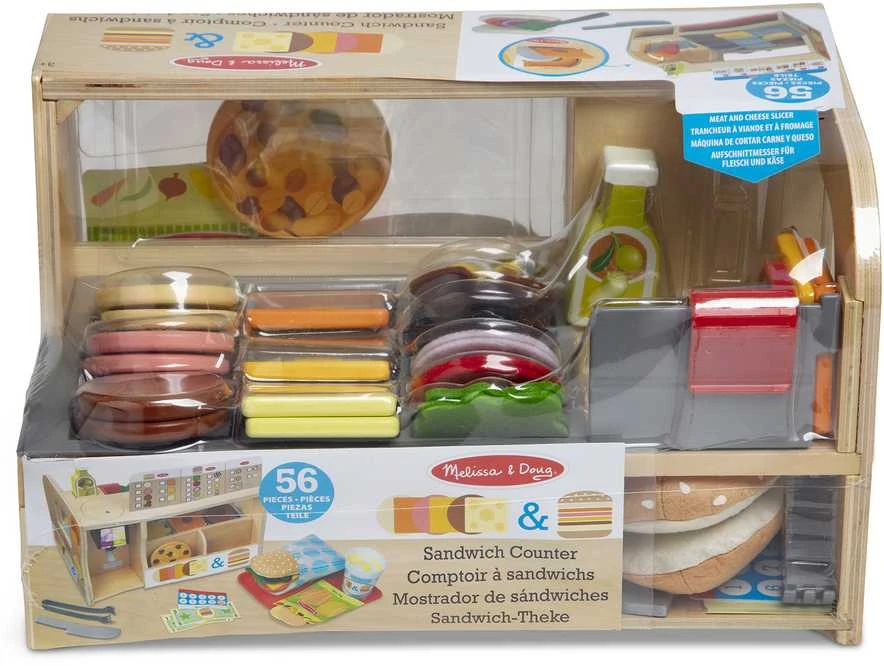 Polesie MELISSA & DOUG žaidimų rinkinys Medinis sumuštinių stalviršis su griežinėliais ir stack'ais