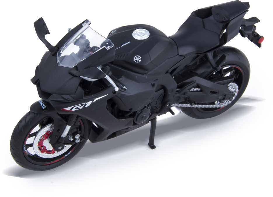 MSZ Motorcycle Yamaha 1:12 YZF-R1 This modelis is a 1:12 scale motorcycle; Height 10 cm, Plotis 6.3 cm, Gylis 17.3 cm