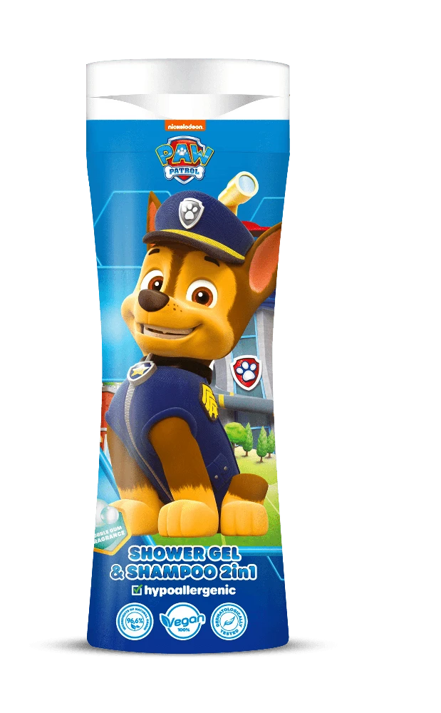 Nickelodeon PAW PATROL 2 IN 1 dušo želė ir šampūnas, 300 ml, kramtomosios gumos kvapo