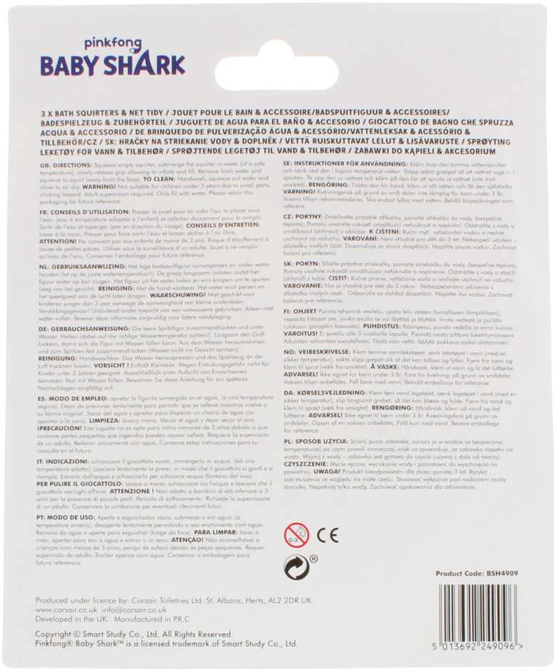 Pinkfong BABY SHARK vonios žaislų rinkinys, BATH SQUIRTER SET
