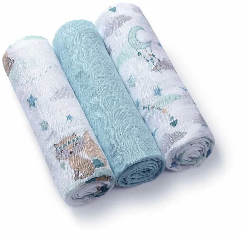 Baby Ono BabyOno vystyklai bambukiniai 3 vnt mėlyni 397/12