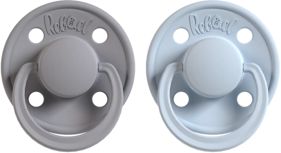 REBAEL 0-6 mėn. lateksiniai čiulptukai Pewter/Tiny Sky, 2 vnt.