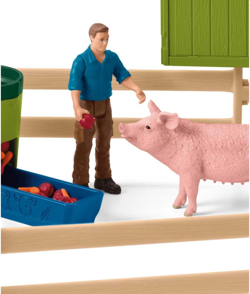 SCHLEICH FARM WORLD Didelis tvartas su gyvūnais ir priedais