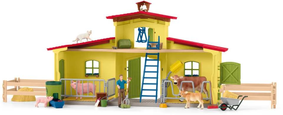SCHLEICH FARM WORLD Didelis tvartas su gyvūnais ir priedais