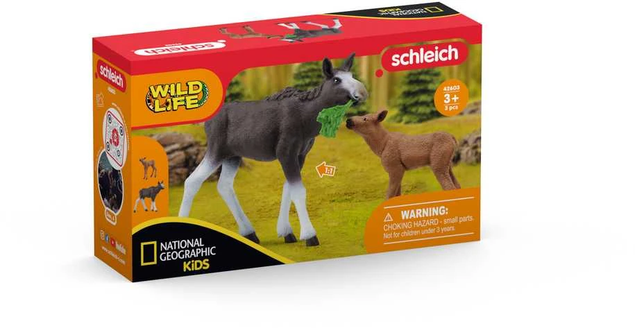 SCHLEICH „Wild Life“ Rinkinys - Briedžio patelė su briedžiuku