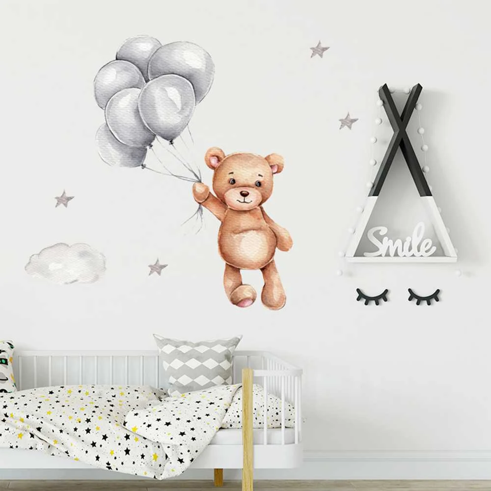 Room Decor SIPO lipdukas sienoms meška balionai 50x67cm WS63036