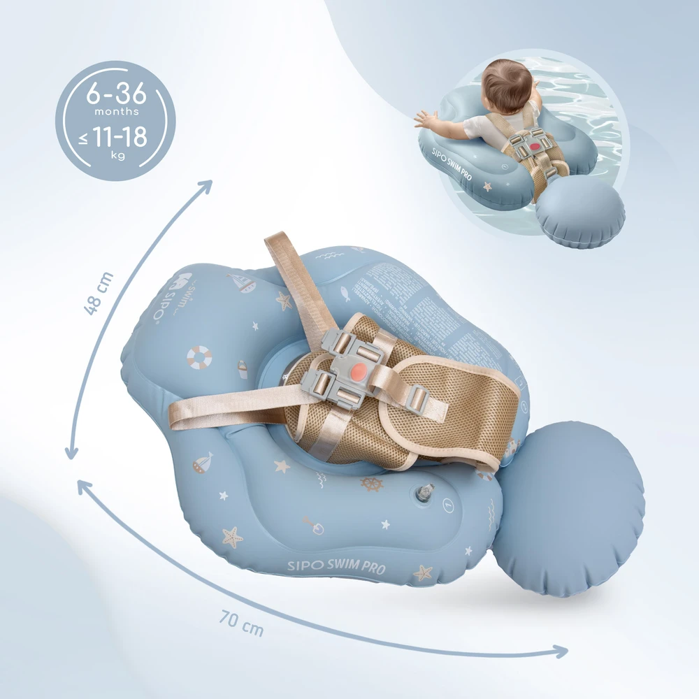 Hipo SIPO pripučiamas plaukimo ratas kūdikiams vaikams 6-36 m 11–18kg mėlynas SWM103TR