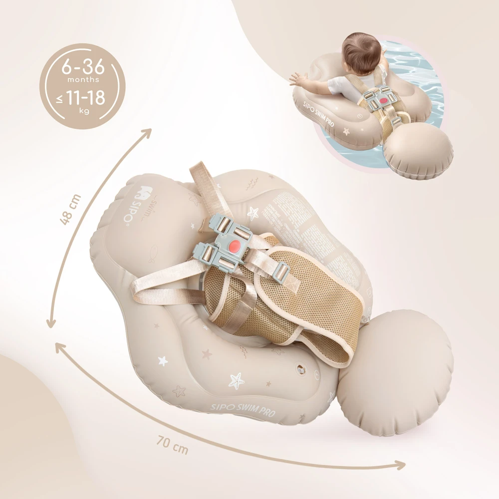 Hipo SIPO pripučiamas plaukimo ratas kūdikiams vaikams 6-36 m 11–18kg kreminis SWM102TR SWM102TR