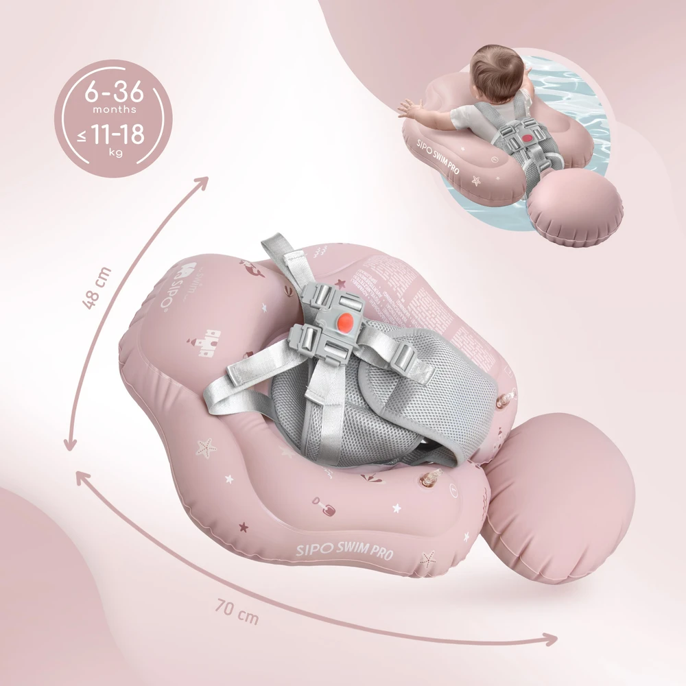 Hipo SIPO pripučiamas plaukimo ratas kūdikiams vaikams 6-36 m 11–18kg rožinis SWM101TR SWM101TR