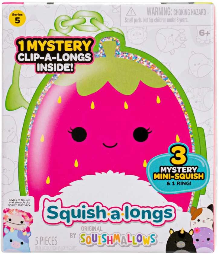 SQUISHMALLOWS CLIP-A-LONGS Herojai-siurprizai, 3 vnt., 2,5 cm