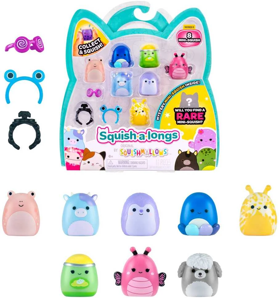 Squishmallows SQUISHMALLOWES SQUISH-A-LONGS Herojai, 8 vnt., 2,5 cm