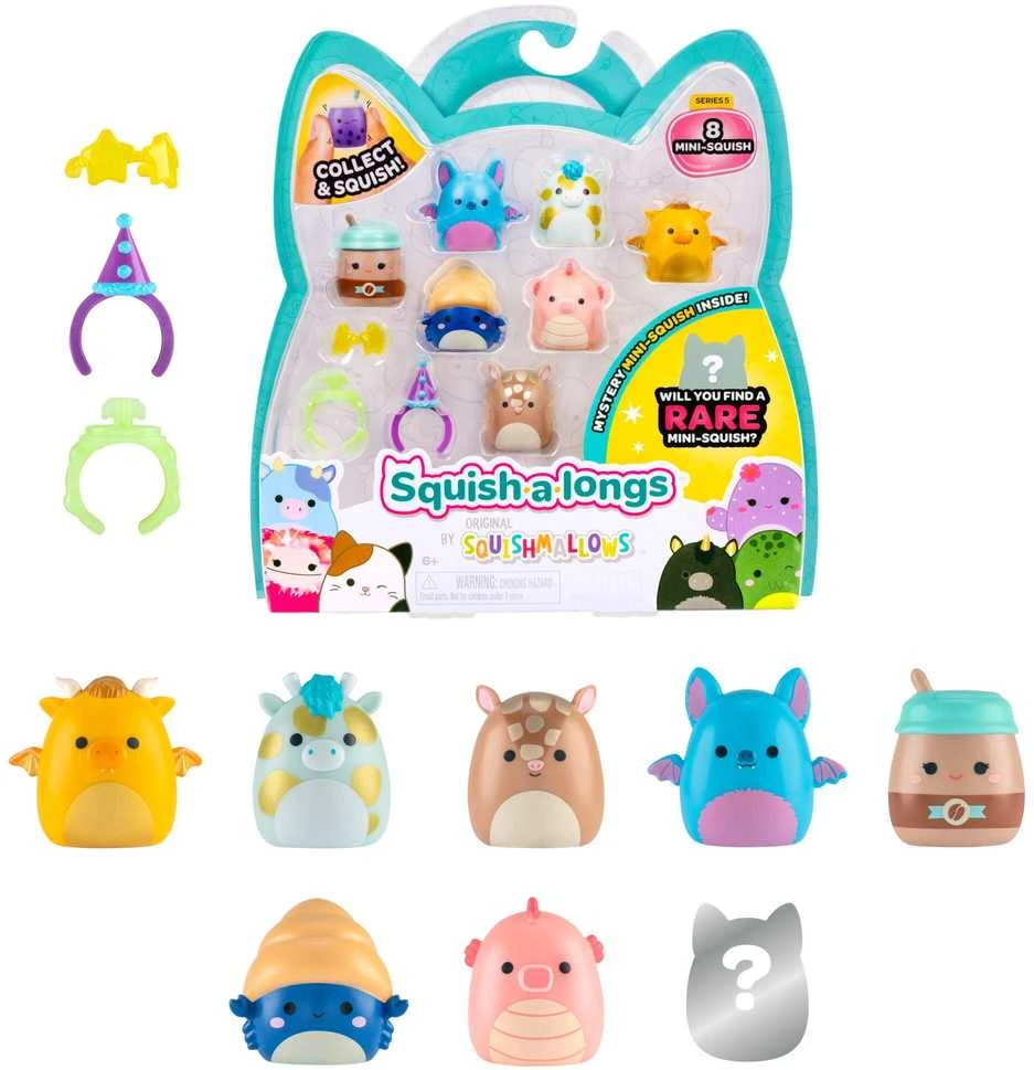 Squishmallows SQUISHMALLOWES SQUISH-A-LONGS Herojai, 8 vnt., 2,5 cm