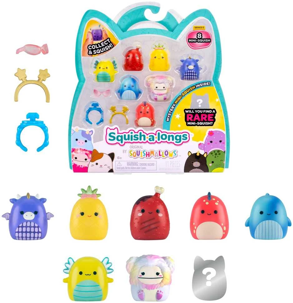 Squishmallows SQUISHMALLOWES SQUISH-A-LONGS Herojai, 8 vnt., 2,5 cm