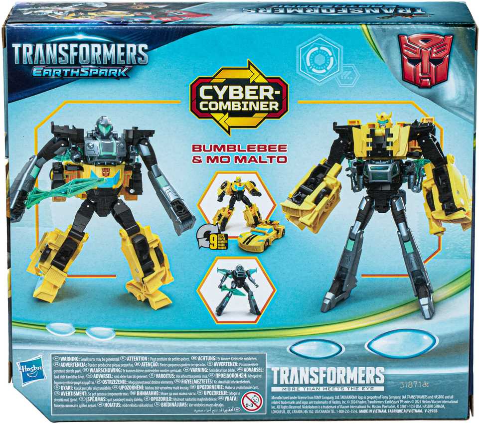 Transformers EarthSpark Cyber-Combiner Bumblebee ir Mo Malto veiksmo figūrėlės