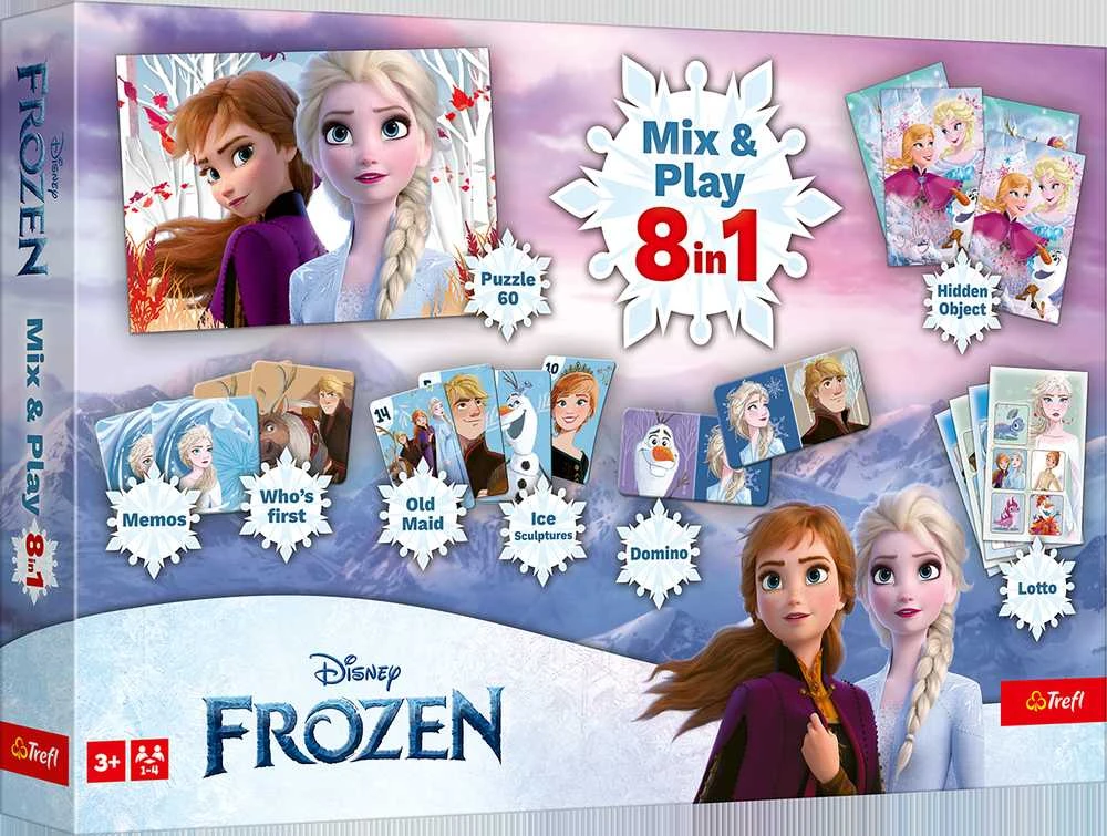 TREFL FROZEN 8in1 Mix&play stalo žaidimų rinkinys