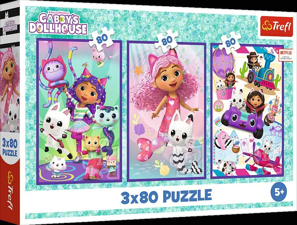 Trefl Dėlionė 3x80 vnt. - Gabby's Dollhouse