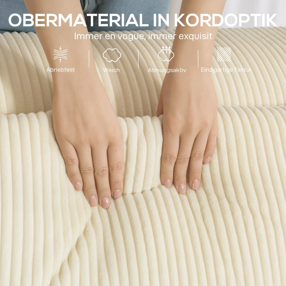 Fotelis Trivietė sofa, minkšta porolono konstrukcija, platūs porankiai, 2 pagalvės, velvetinis audinys, smėlio spalvos