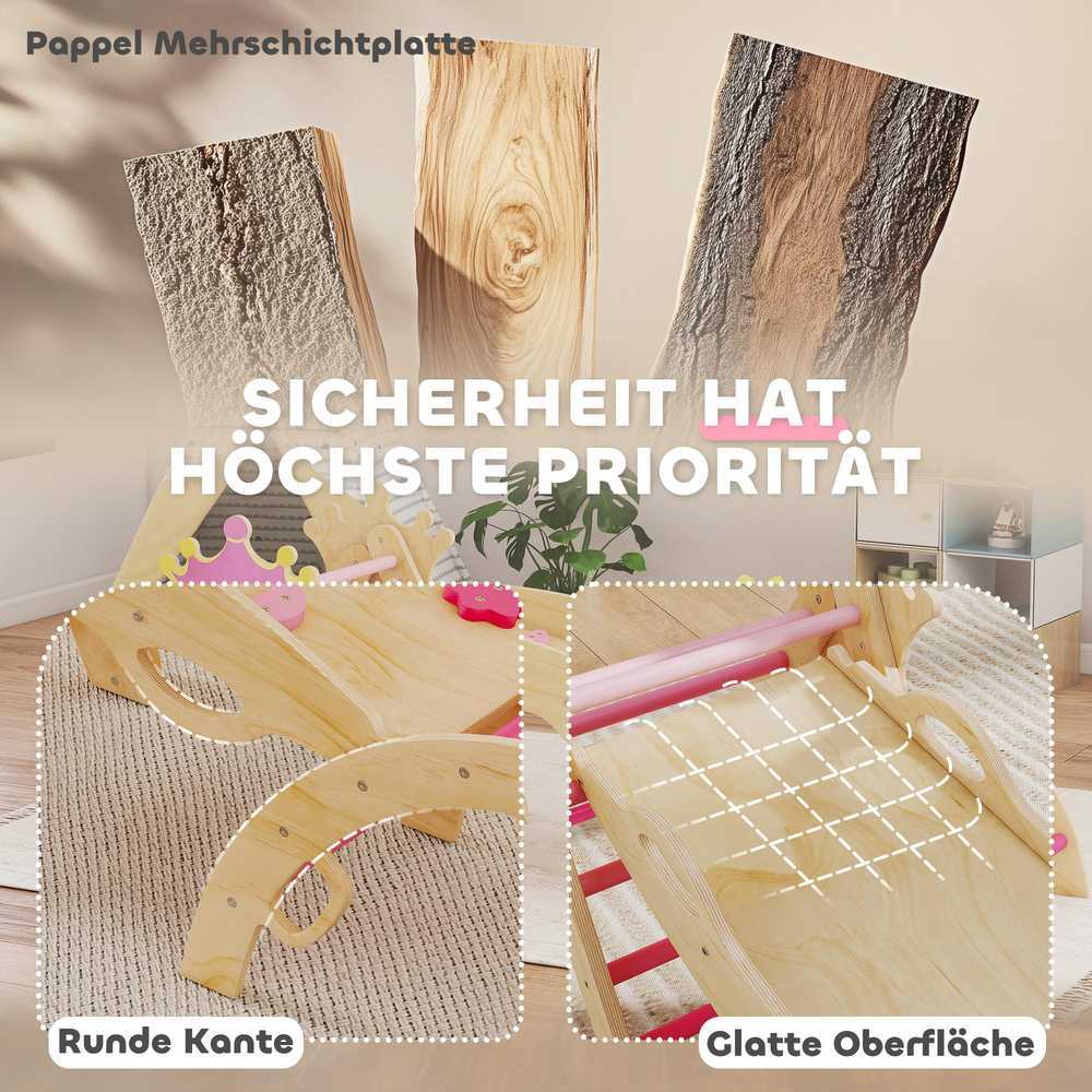 8-in-1 vidaus laipynė vaikams, princesės dizainas, čiuožykla, rampa, arka, medinė