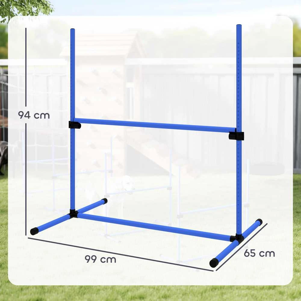 PawHut šunų dresūros rinkinys, agility kliūčių ruožas, 4 kliūtys, plastikas, mėlyna, 99x65x94 cm