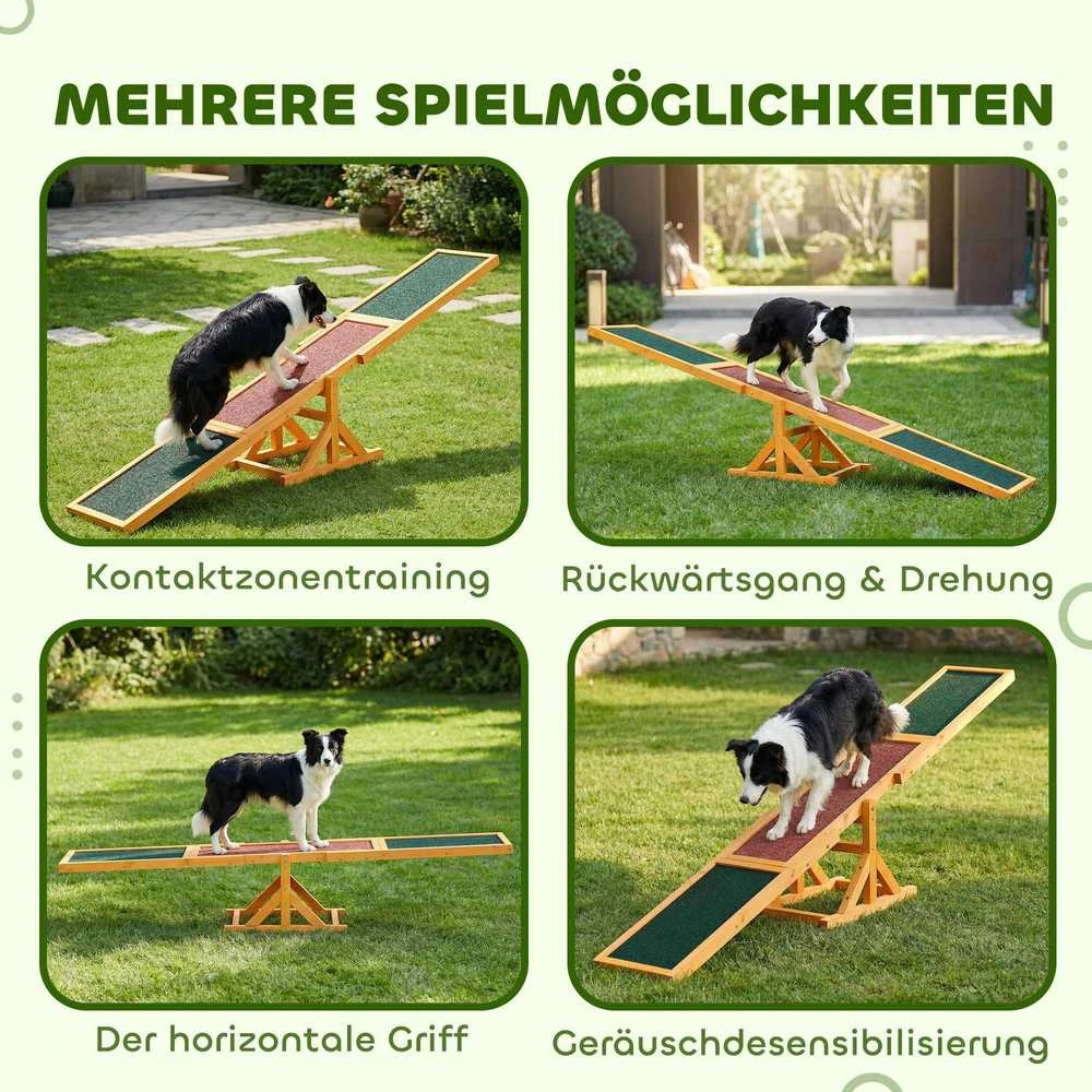 PawHut šunų sūpynės, agility sūpynės šunims, žaislas šuniukams, dresūros įranga, 180 x 30 x 30 cm