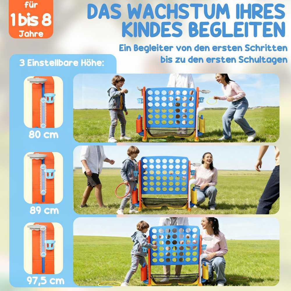 AIYAPLAY 4in1 žaidimų rinkinys, Keturi iš eilės, reguliuojamas aukštis, tinklinis maišelis, plastikas, spalvotas