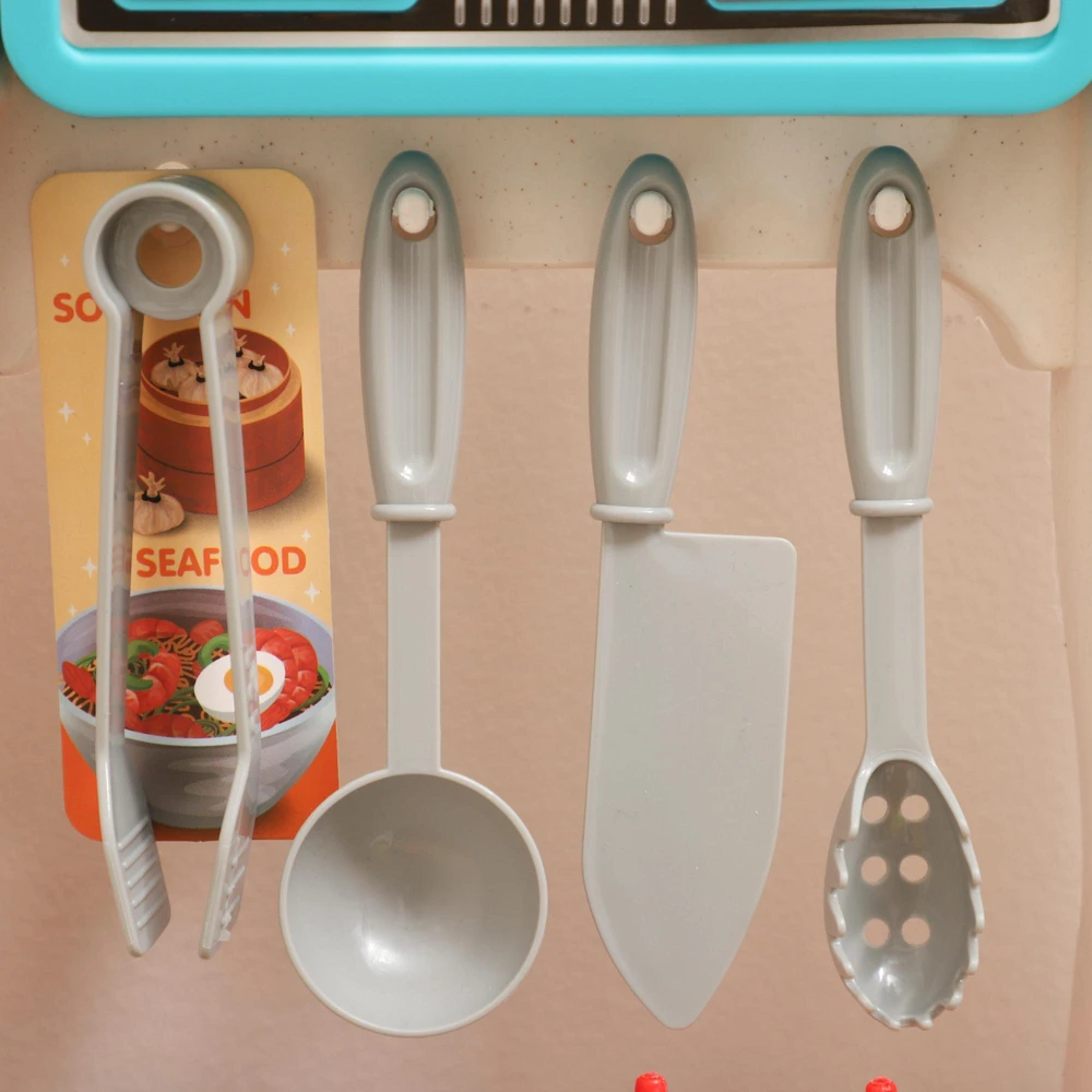 AIYAPLAY 92 dalių virtuvės rinkinys vaikams, su čiaupu, plastikinis, 3-6 metų, žalias