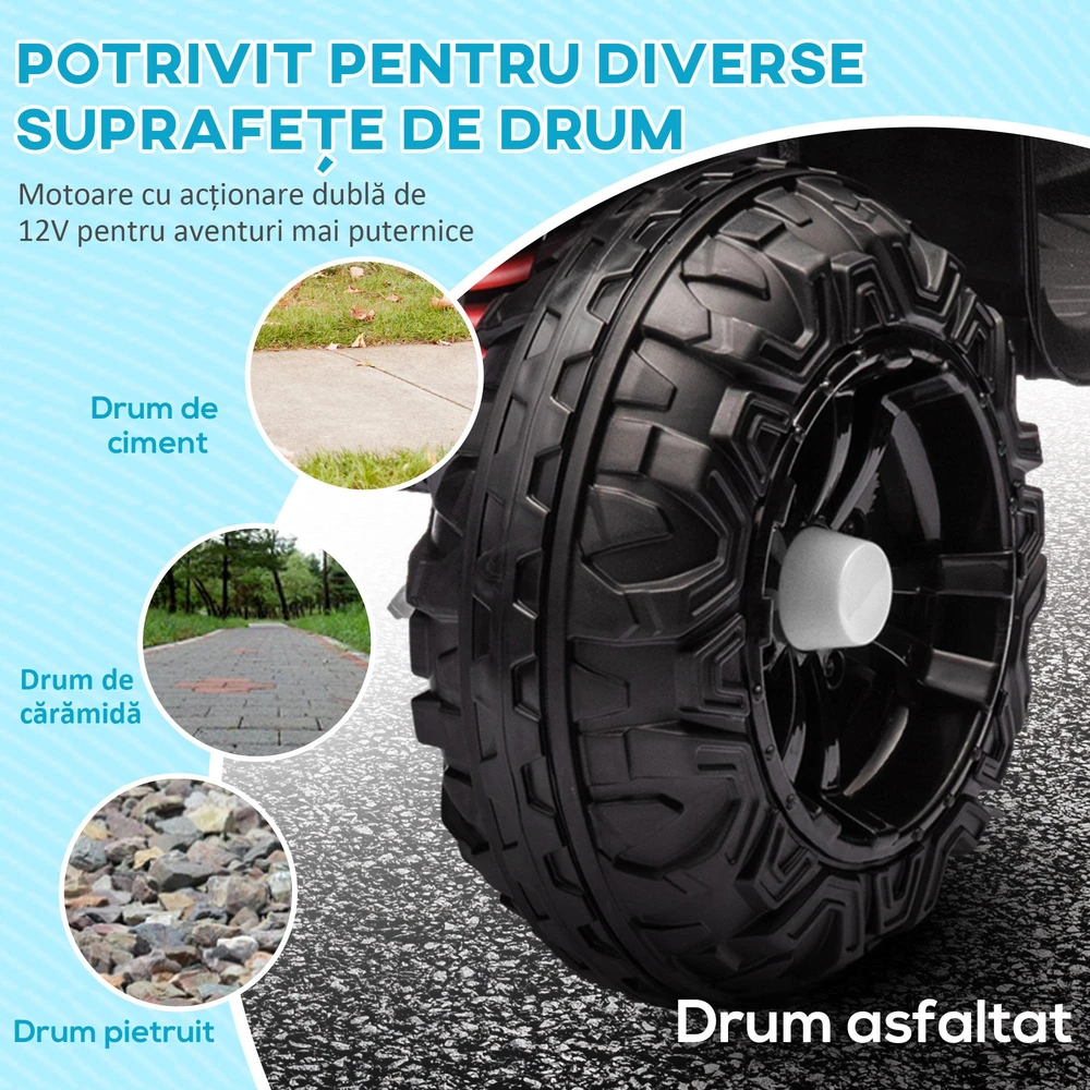 AIYAPLAY elektrinis keturratis vaikams 12V, vaikiškas keturratis su 4 ratų amortizacija, MP3 muzikos grotuvu, žibintais, priekine ir atbuline eiga, 3-5 metų vaikams, 5 km/h, metalinis, baltas