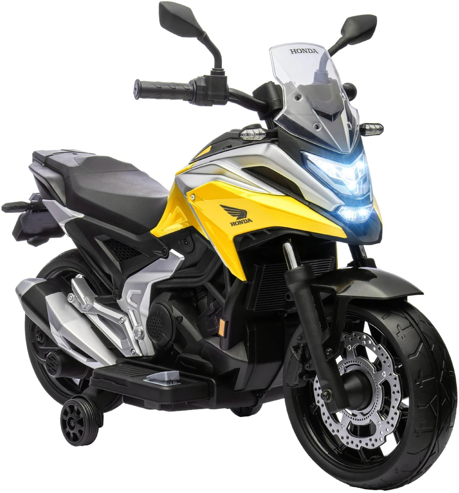 AIYAPLAY elektrinis vaikiškas motociklas, Honda, 3 km/h, muzika ir šviesos, 3-6 metai, iki 30 kg, geltonas