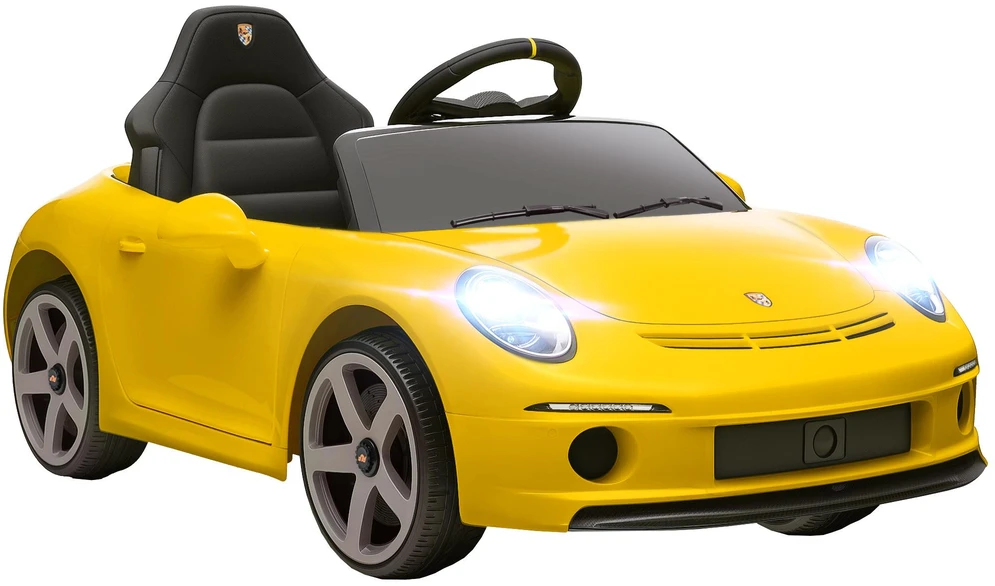 AIYAPLAY elektrinis vaikiškas automobilis, valdomas nuotoliniu būdu, muzika, garsinis signalas, USB, saugos diržas, 3-5 metams, geltonas