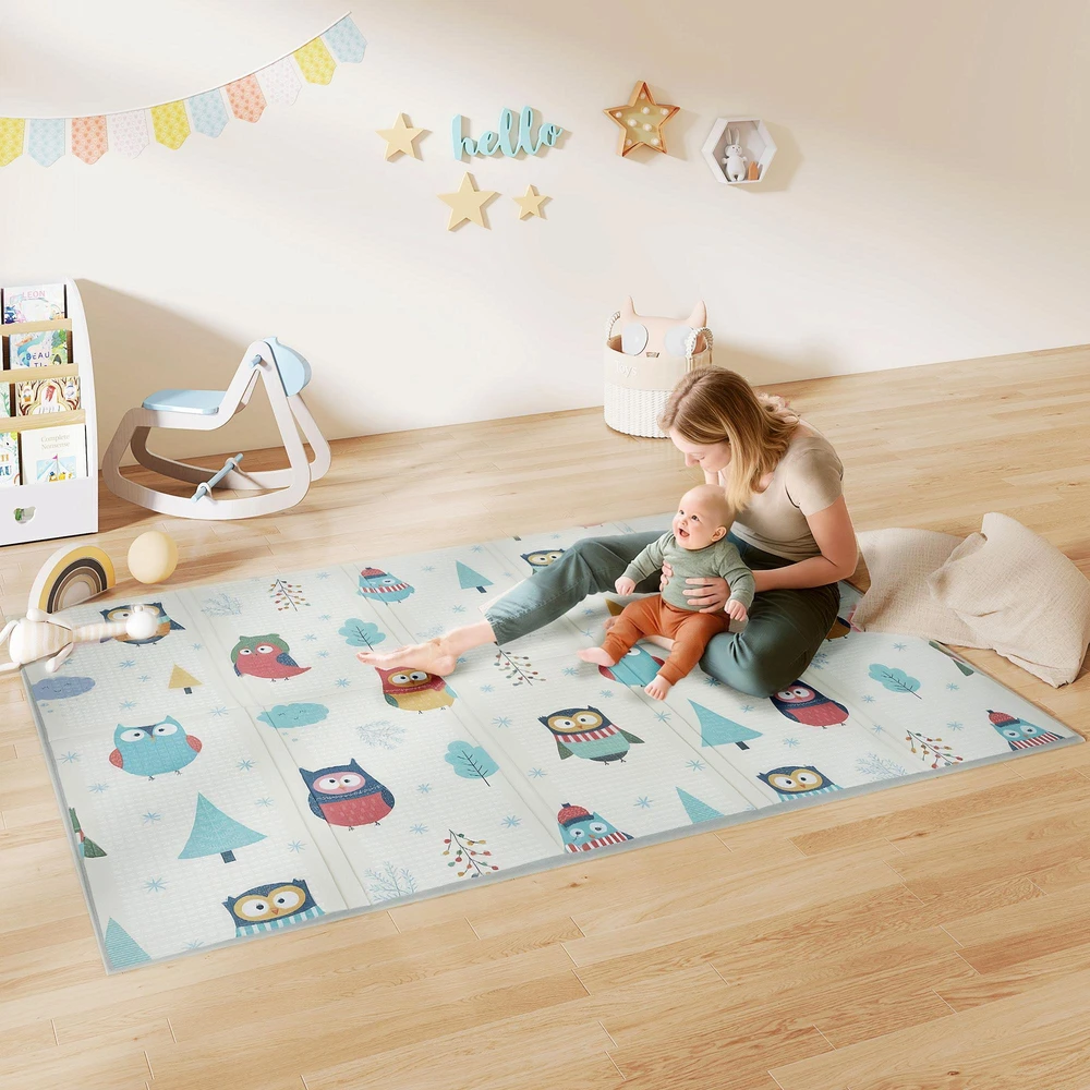 AIYAPLAY kūdikių žaidimų kilimėlis, gyvūnų raštas, putplastis, 1,5 cm storio paminkštinimas, neslidus