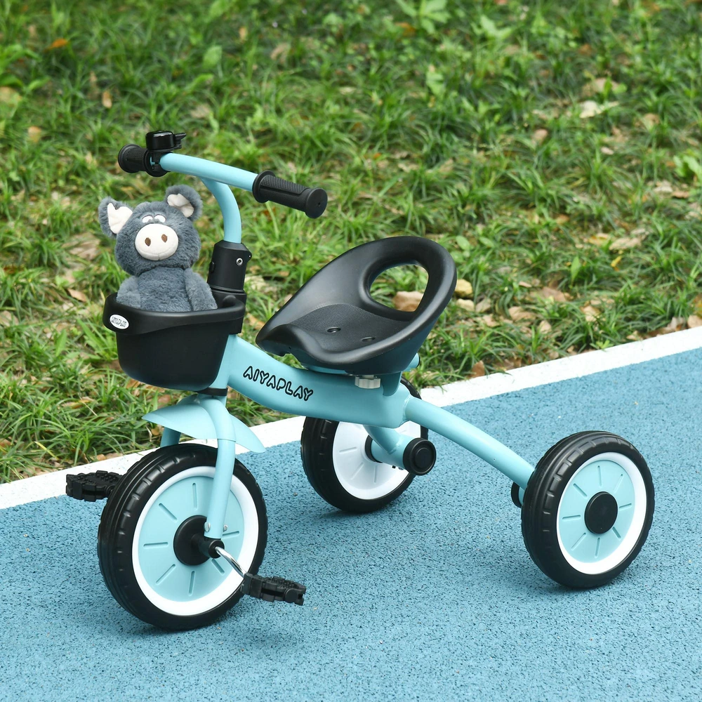 AIYAPLAY triratukas vaikams su reguliuojama sėdyne, paspirtukas su krepšeliu, skambučiu ir pedalais, 2-5 metų vaikams