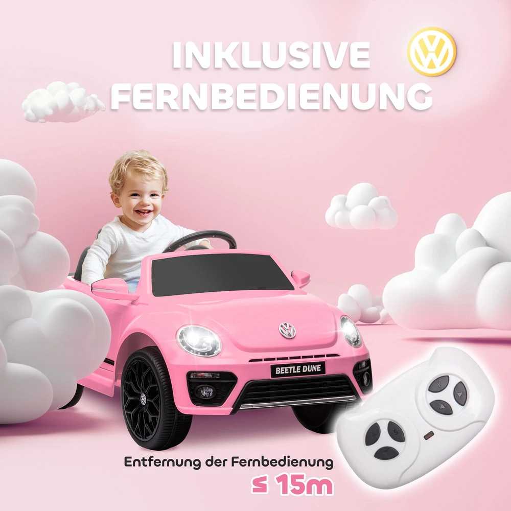 AIYAPLAY vaikiškas elektromobilis, 12 V, su 2,4 G nuotolinio valdymo pulteliu, muzika, garsiniu signalu, LED šviesomis, USB/MP3 jungtimi, 3–5 km/h, 3–5 metų vaikams, rožinis