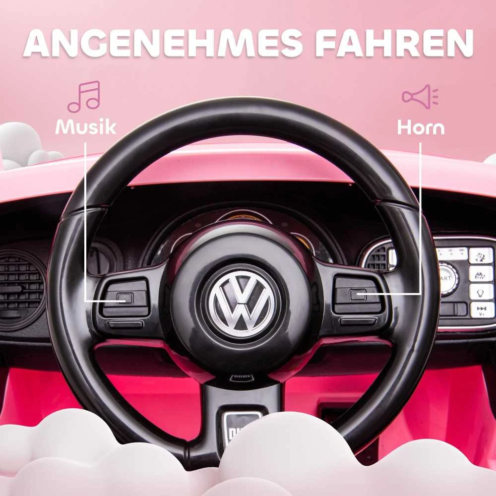 AIYAPLAY vaikiškas elektromobilis, 12 V, su 2,4 G nuotolinio valdymo pulteliu, muzika, garsiniu signalu, LED šviesomis, USB/MP3 jungtimi, 3–5 km/h, 3–5 metų vaikams, rožinis