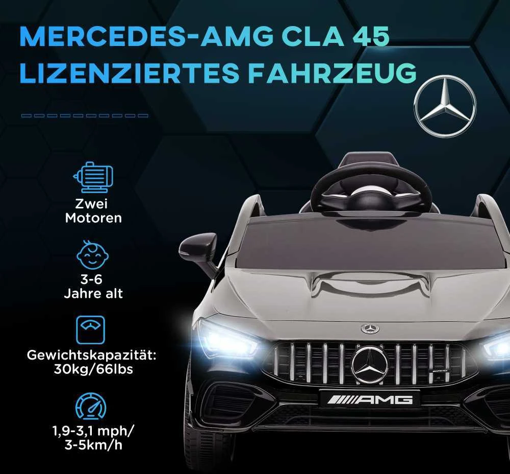 AIYAPLAY vaikiškas elektromobilis 12V su nuotolinio valdymo pultu, muzika, šviesomis, USB/MP3 jungtimi, atbuline eiga, iki 5 km/h, 3–6 metų vaikams, juodas