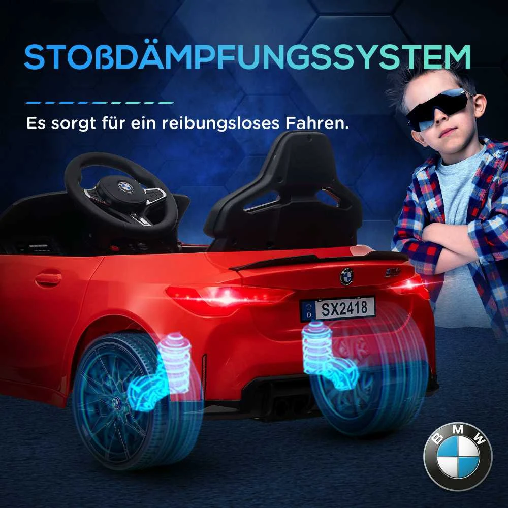 AIYAPLAY vaikiškas elektromobilis 12V su 2,4G nuotolinio valdymo pulteliu, pakaba, MP3, USB, LED žibintais, garsiniu signalu, 3–5 metų vaikams | Aosom