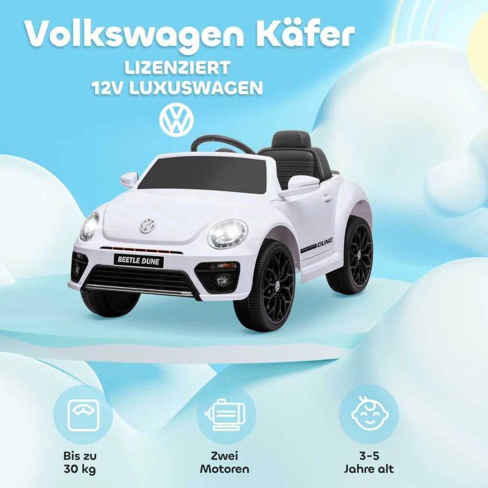 AIYAPLAY vaikiškas elektromobilis 12V, su 2,4G nuotolinio valdymo pulteliu, muzika, garsiniu signalu, LED šviesomis, USB/MP3 jungtimi, 3–5 km/h, 3–5 metų vaikams, baltas