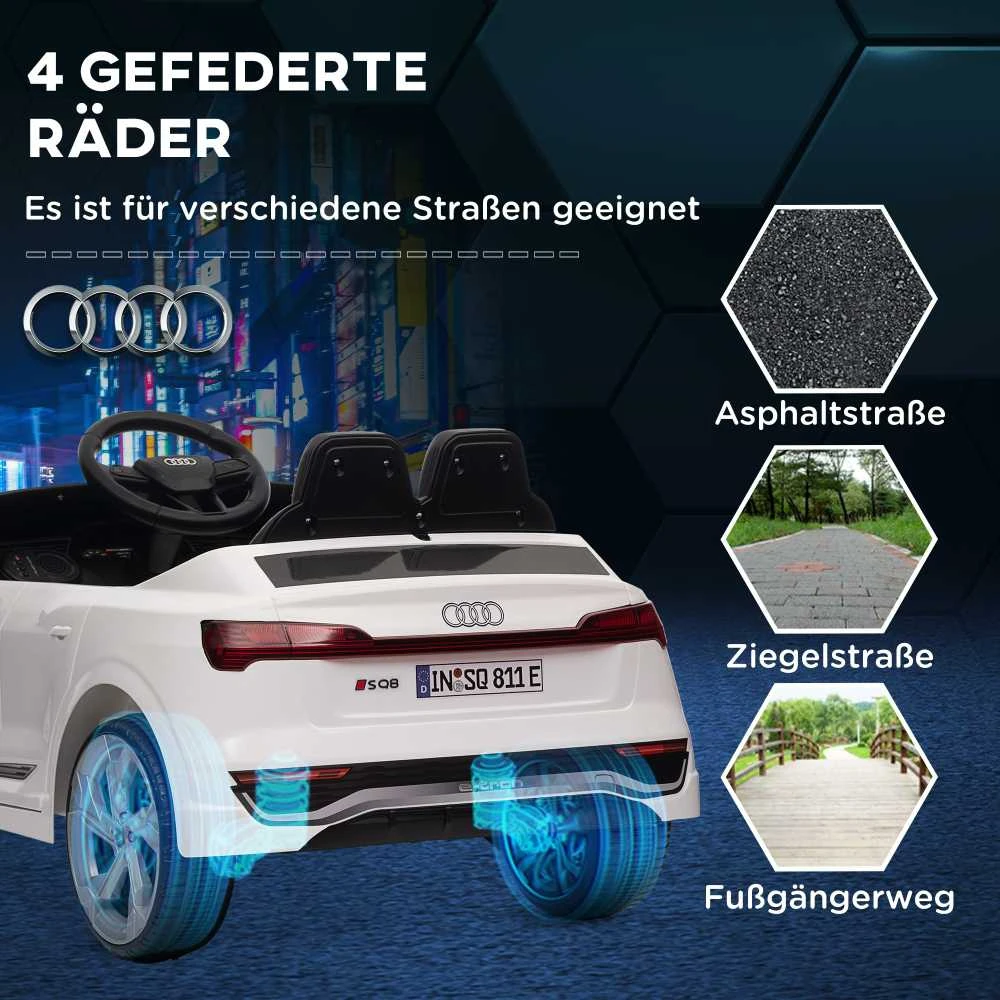 AIYAPLAY vaikiškas elektromobilis 12V su 2,4G nuotolinio valdymo pulteliu, MP3 muzika, garsiniu signalu, žibintais, 4 amortizuotais ratais, 3-5 km/h, 3-6 metų vaikams, baltas