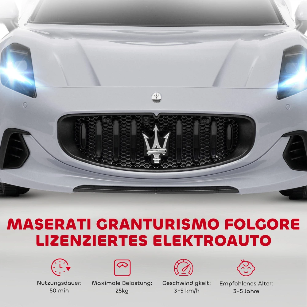 AIYAPLAY vaikiškas elektrinis automobilis 12V vaikiškas automobilis su 2,4 GHz nuotolinio valdymo pulteliu, 2 varikliai, vaikiška transporto priemonė su garsiniu signalu, LED, muzika, švelnus užvedimas, elektrinė transporto priemonė su papildomu ratu, skirta 3-5 metų vaikams, pilka spalva