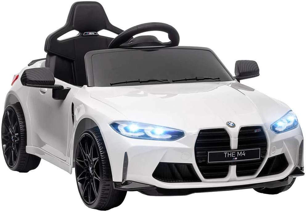 AIYAPLAY vaikiškas elektromobilis, automobilis vaikams su 2,4G nuotolinio valdymo pultu, pakaba, MP3, USB, LED žibintais, 3-5 metų amžiaus, baltas | Aosom