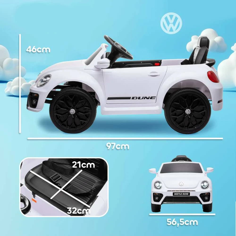 AIYAPLAY vaikiškas elektromobilis 12V, su 2,4G nuotolinio valdymo pulteliu, muzika, garsiniu signalu, LED šviesomis, USB/MP3 jungtimi, 3–5 km/h, 3–5 metų vaikams, baltas