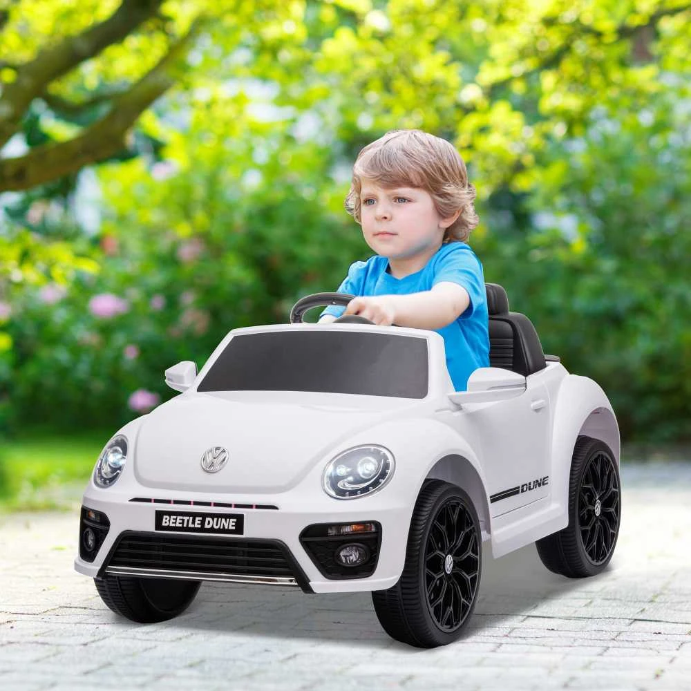 AIYAPLAY vaikiškas elektromobilis 12V, su 2,4G nuotolinio valdymo pulteliu, muzika, garsiniu signalu, LED šviesomis, USB/MP3 jungtimi, 3–5 km/h, 3–5 metų vaikams, baltas