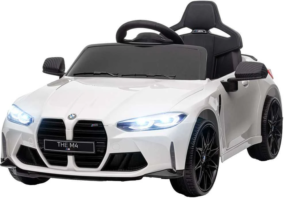 AIYAPLAY vaikiškas elektromobilis, automobilis vaikams su 2,4G nuotolinio valdymo pultu, pakaba, MP3, USB, LED žibintais, 3-5 metų amžiaus, baltas | Aosom