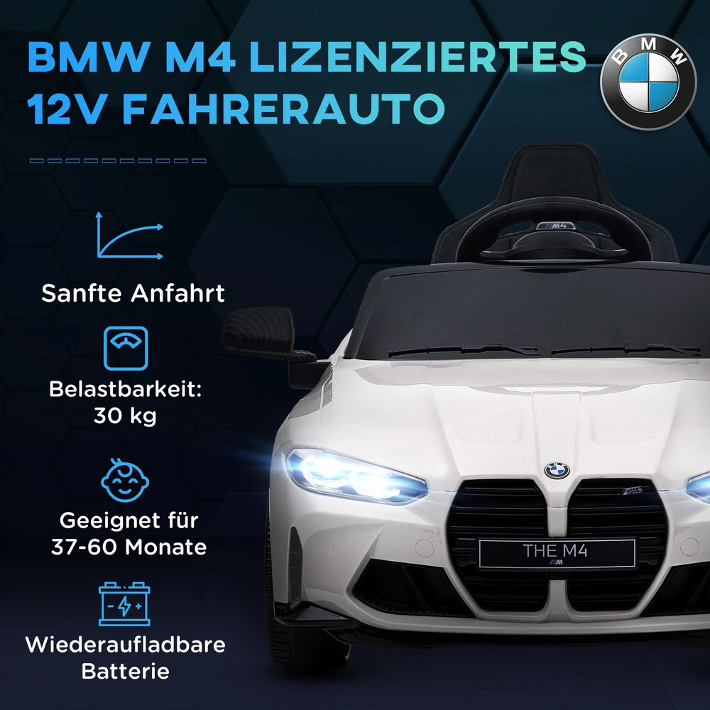 AIYAPLAY vaikiškas elektromobilis, automobilis vaikams su 2,4G nuotolinio valdymo pultu, pakaba, MP3, USB, LED žibintais, 3-5 metų amžiaus, baltas | Aosom